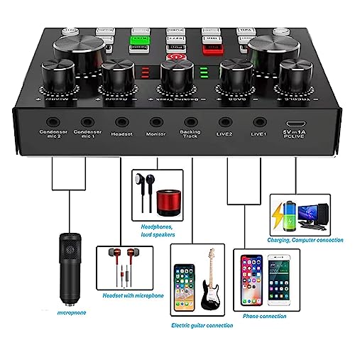 Paquete de Interfaz de Audio y micrófono Profesional: Equipo de grabación de Estudio con Tarjeta de Sonido en Vivo, Brazo de Tijera, Soporte Amortiguador y filt