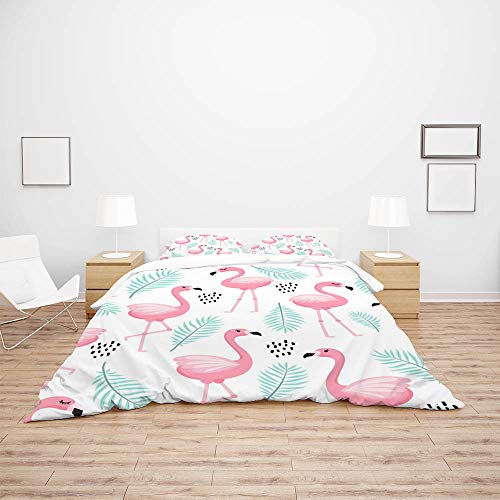Housse de couette 100% polyester flamant rose lit jumeau finition durable