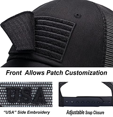 Image of Antourage American Flag Unconstructed Unisex Mesh Snapback Baseball Hat Cap for Men and Women +2 Patriotic Patches Included