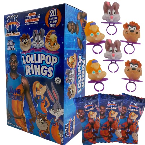 space jam ps1 - Flix Space Jam Lollipop Candy Party Favors Individually Wrapped Bugs Bunny, Lola Bunny, and Taz Character Shaped Lollipop Rings, 18 Count