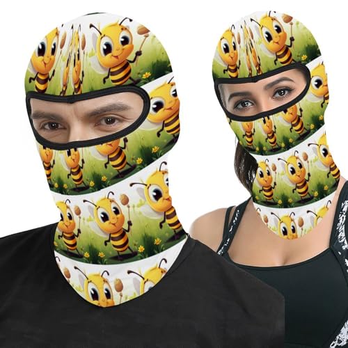 Máscara de esquí para hombres y mujeres con estampado de abeja, balaclava térmica para cara, máscara facial para invierno, equipo de motocicleta, para deportes al aire libre miniatura 1
