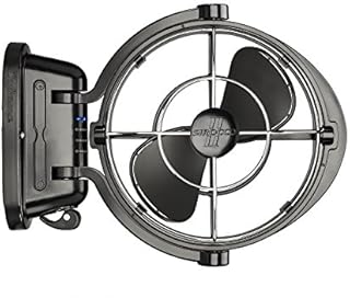 SEEKR by Caframo, Sirocco II , Omni-Directional Gimbal Fan for Boats and RVs, Made in Canada, Auto-Sensing DC, 12V/24V, Black