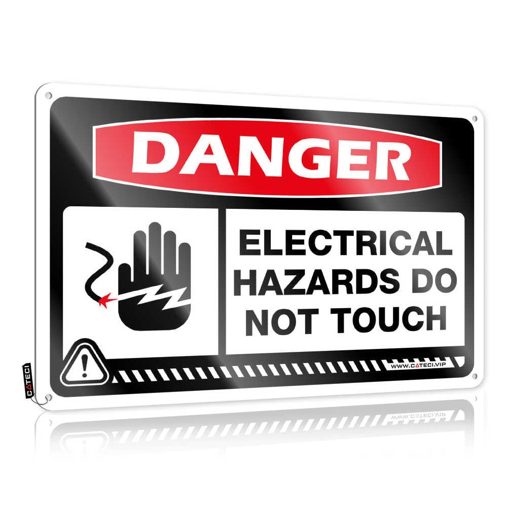 Fzfn Colour Cool Tin Metal Decor Rustic Wall Poster, Bar Cart Decor Funny Quote Design For Entrance Garage | Haves Anti-Rust Metal Danger Electrical Hazards Do Not Touch(30X40cm)
