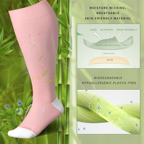 Image of LEVSOX Wide Calf Compression Socks for Women&Men Plus Size 15-20mmHg Knee High Large Support Stockings for Circulation