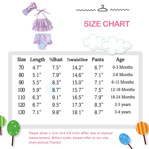 Baby Girls Swimsuit Baby Bathing Suits Ruffle Two Piece Infant Mermaid Bikini For Toddler Beach Swimming Purple #TOP6