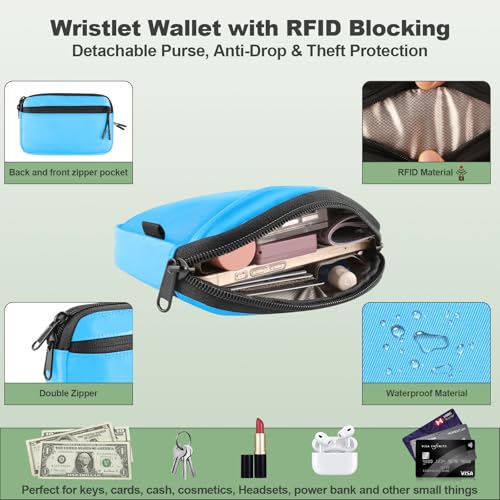 Image of YFWE Clip and Go Strap for Phone with Wallet Crossbody, Adjustable Phone Lanyard with Detachable RFID Wristlet Wallet & Ultra-Thin 360 Rotatable Metal Tabs for All Smartphones (Blue)