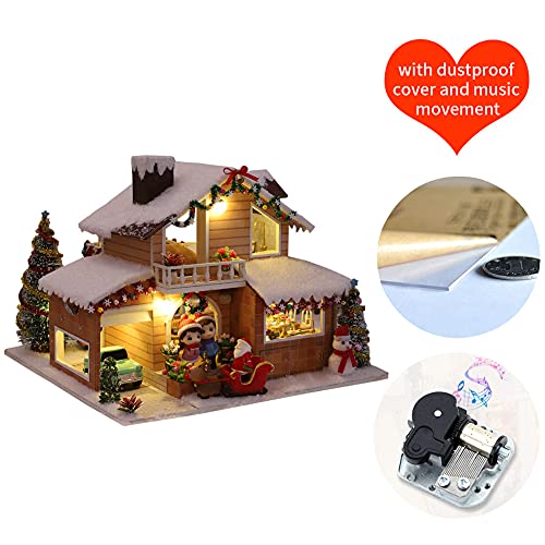 Eis und Schnee Manor 3D Holz Miniatur Puppenhaus Kit Weihnachten Karneval Geschenk DIY Spielzeug Puppenhaus Modell… – Bild 4