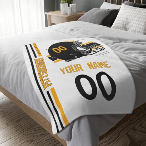 Image of Pittsburgh Throw Blanket Custom Name and Number Personalized Gifts for Men and Women