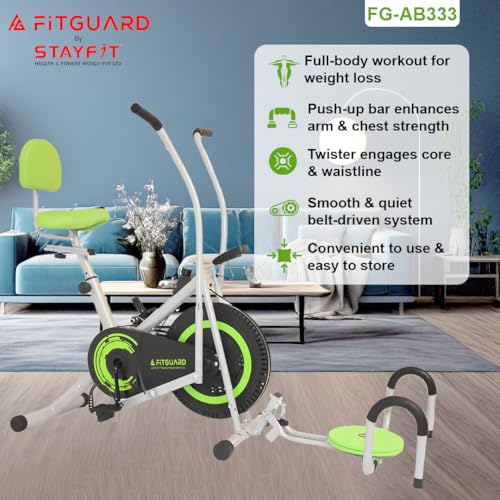 Image of FITGUARD by STAYFIT Airbike FG-AB 333 | Exercise bike | Gym Cycle for home | Mx Wt : 120 KG (Green FG-AB 333)