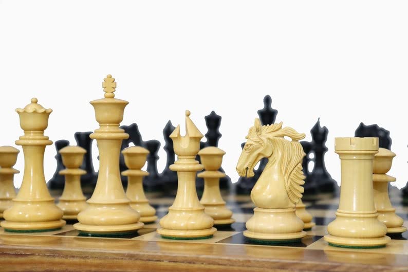 The Persian Knight - Set di scacchi di lusso in legno di ebano e bosso naturale con 2 regine extra, 11,2 cm King Triple Weighted