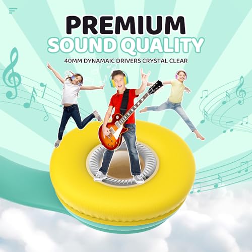 Image of JoySpark Kids Bluetooth Headphones, Lightweight Wireless Headphones for Kids, 85 /94dB Volume Limited, 60 Hours Playtime, Bluetooth 5.3, Over-Ear Toddler Headsets with Built-in Mic-Green