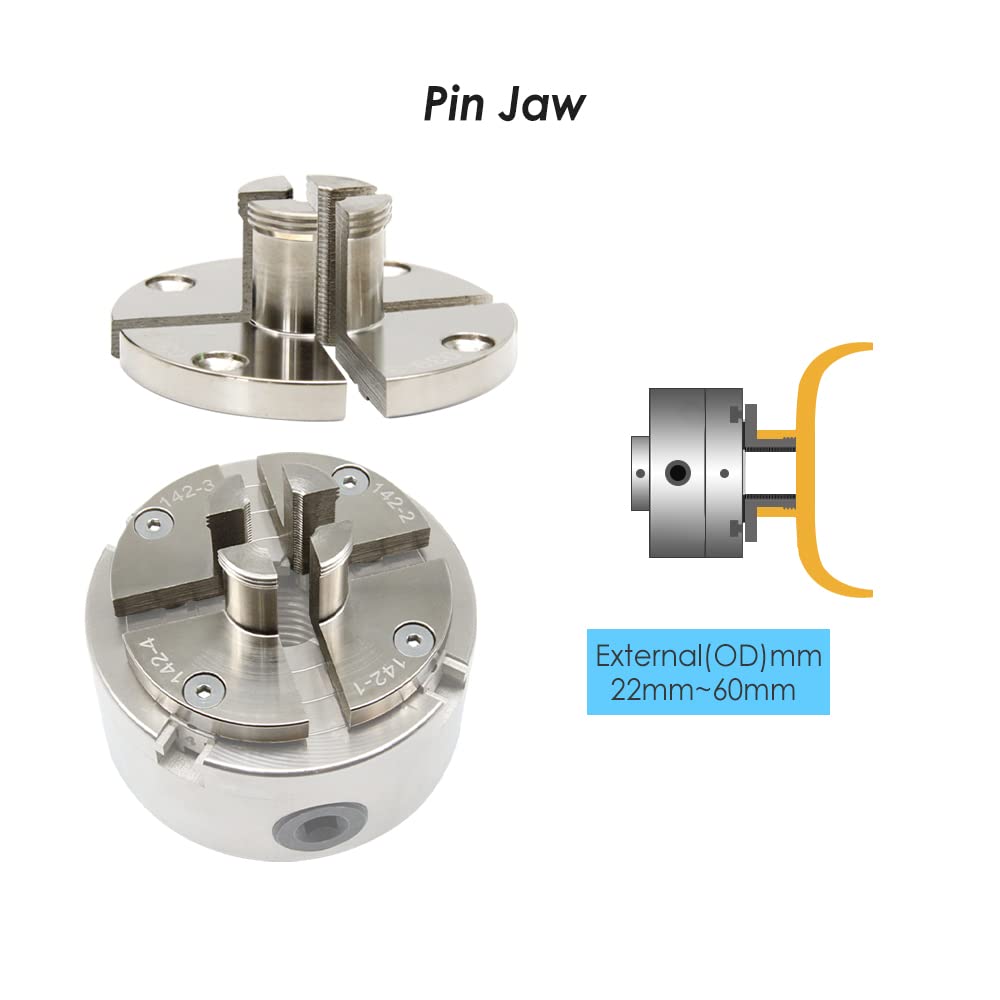 Uchwyt tokarski, Chromowany etap Okrągły PIN Zestaw szczęk do obróbki drewna Akcesoria 100 mm 4-szczękowy Selft Drewniany Tokarka Wołowina Chuck(1 x Step Jaw)
