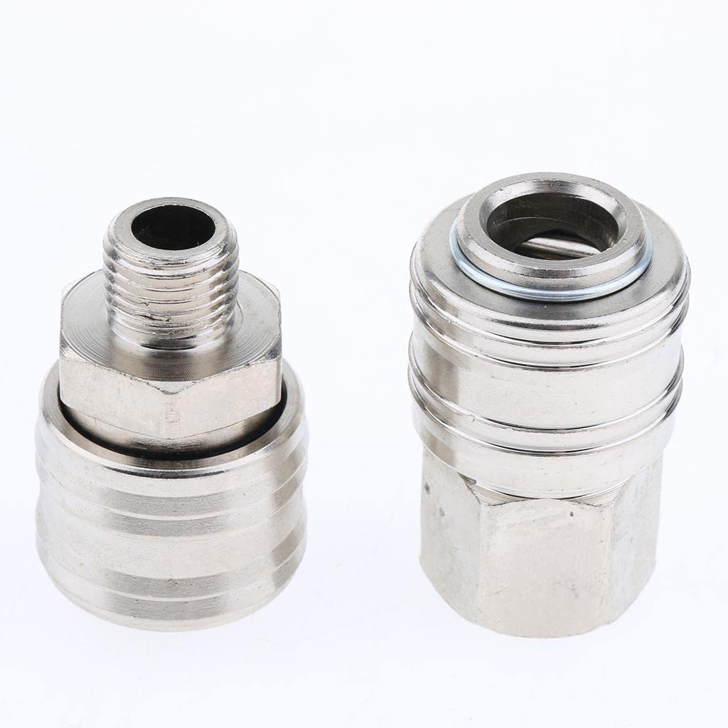 Lucky Traders 10 Pcs Heavy Duty Quick Coupler Set Air Hose Connector Fittings 1/4 inch BSP Tools Plug