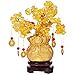 IMIKEYA Geldbaum Feng Shui Gold Glücksbaum Pfennigbaum Kristall Feng Shui Deko with Glücksmünzen und Base für Reichtum Glück Hause Deko, 19cm/7.5inch