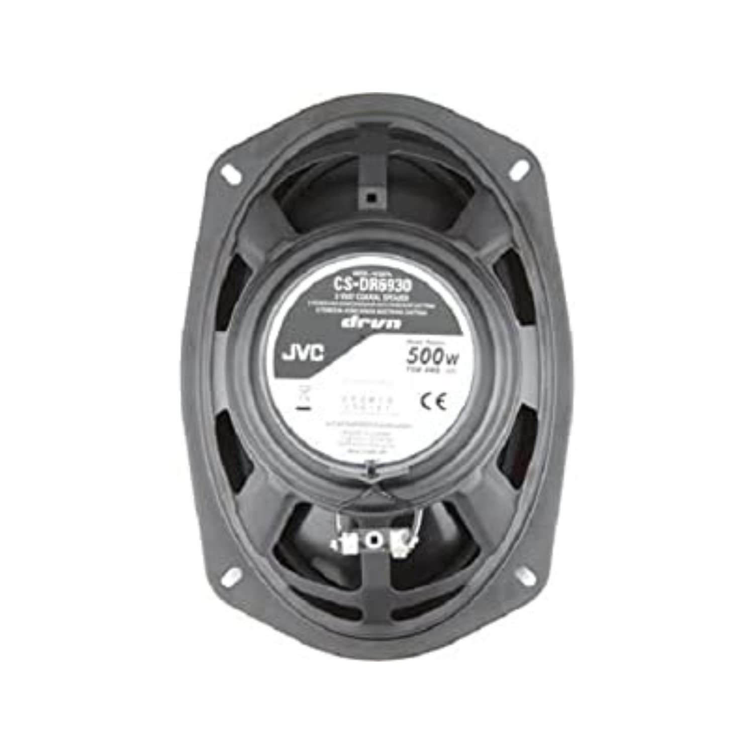JVC CS-DR6930 Altoparlanti coassiali a 3 vie, 500 W di potenza massima e 70 W RMS, Pressione sonora uniforme di 88 dB/W.m, Woofer da 15 x 23 cm (6' x 9') in mica/carbonio, Nero