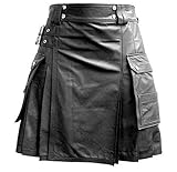 La popular falda para hombre está disponible en color marrón o negro y tiene trabillas para cinturón para llevar cinturón de falda escocesa.