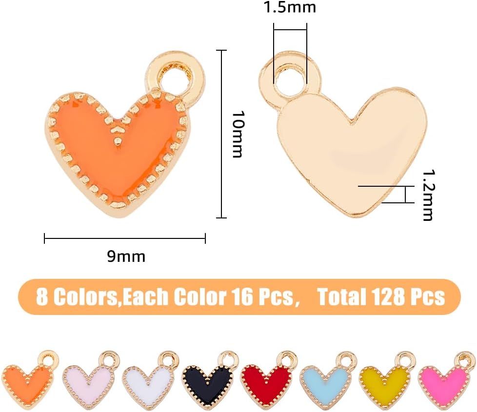 Heart Enamel Charms Mini Heart Pendants with Jump Ring Colorful Cute Love Shape Dangle Charms for Valentine DIY Bracelets Earring Necklace Jewelry Making - Image 2