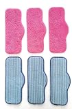 Steam Mop Pads Compatible with Schenley Steam Mop Cleaner - Washable Reusable Wet & Dry Cleaning - Microfiber Mop Pad Refill for Multi-Surface Floor -6Pack (Pink,Blue)