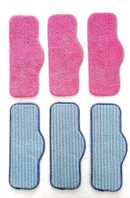 Steam Mop Pads Compatible with Schenley Steam Mop Cleaner - Washable Reusable Wet & Dry Cleaning - Microfiber Mop Pad Refill for Multi-Surface Floor -6Pack (Pink,Blue)