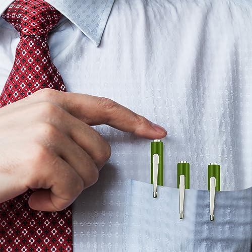 Image of Honoson 10 Pieces Pocket Screwdriver Mini Tops and Pocket Clips Magnetic Slotted Small Screw Driver with a Single Blade Head for Mechanical, Electrician(Dark Green)