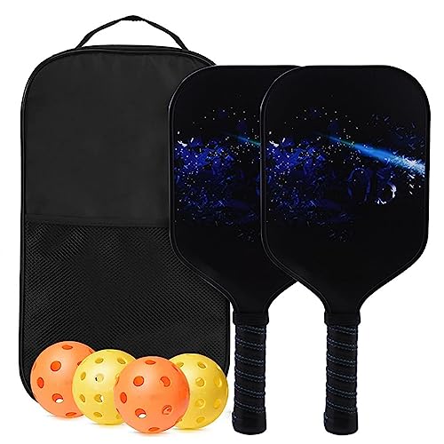 Palas de pickleball, juego de palas de pickleball para principiantes, juego de raquetas y bolas de pickleball portátiles, equipo de pickleball con pelotas para interiores y exteriores Jildouf