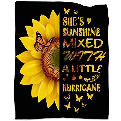Yoyicu Sunflower Gifts For Women-Sunflower Gifts Blanket Throw Butterfly Birthday Inspirational Gift For Girl 60X80Inch #TOP2