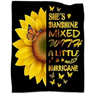 Sunflower Butterfly Blanket Soft Warm Lightweight Cozy Plush Throw Blanket Bed Couch Sofa Office Decor 60