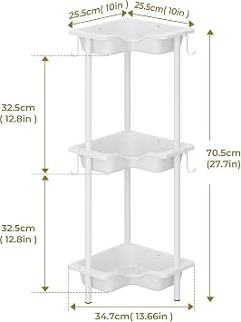 Corner Shower Caddy Free Standing, Shower Organizer with 4 Hooks
