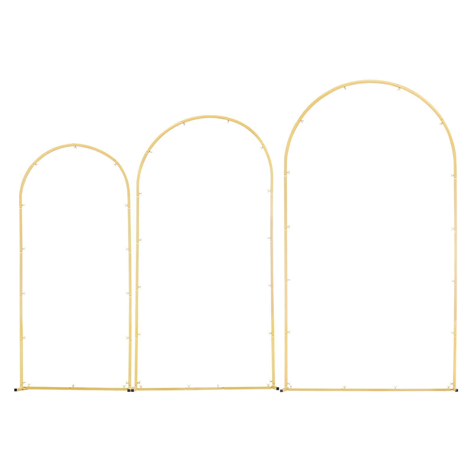 VEVOR Soporte de Arco Dorado, Juego de 3 uds de 2,2 x 1,2 m/2 x 1 m/1,8 x 0,8 m, Estructura Estable, para Fondo de Bodas, Cumpleaños, Graduaciones, Fiestas y Decoración de Ceremonias, Semicircular