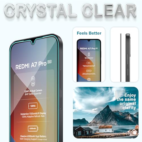 Image of FIRST MART Tempered Glass for Redmi A7 Pro, 15A and Redmi 15C, 9H 0.3 mm Full-Glue Screen Protector with Cable Protector, 3D Edge-to-Edge, HD Clear, Case-Friendly, Black, Pack of 1