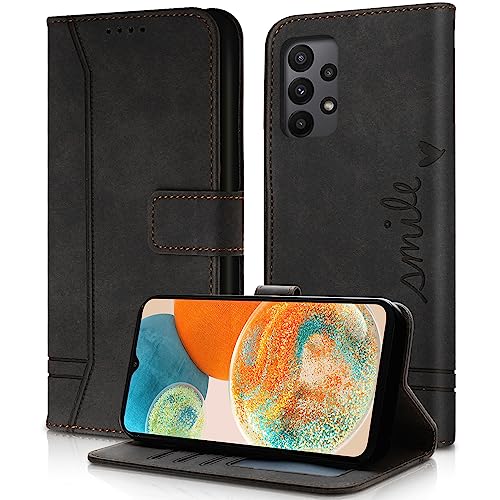Aswant Funda Samsung Galaxy A23 4G/A23 5G/M23 5G/F23/M13 4G, Cuero de PU Samsung Galaxy A23 5G / 4G, Cartera de Cuero Multifunción de Cierre Magnético Función Flip Case Galaxy M23 Carcasa (Negro)