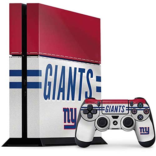 Skinit Decal Gaming Skin Compatible with PS4 Console and Controller Bundle - Officially Licensed NFL New York Giants White Striped Design