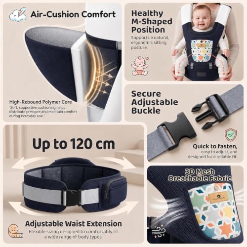 Image of StarAndDaisy 4 in 1 Baby Carrier for 0 to 3 Year with Soft Cushion Hip Seat, Kangaroo Bag for Baby with 2 Storage Pockets, 4 Carry Positions | Baby Carry Bags for Baby