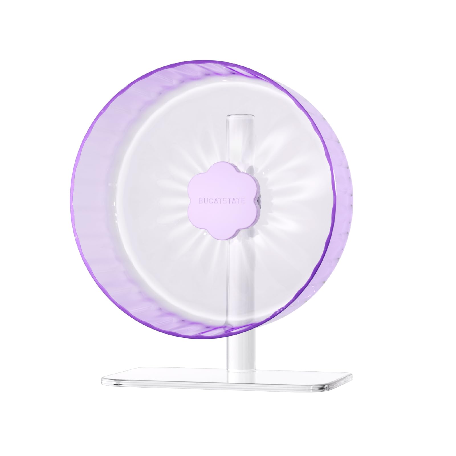 BUCATSTATE Rueda de hámster súper silenciosa, rueda de ejercicio de 10.2 pulgadas con rueda de pista más ancha para chinchilla, jerbos, ratones, hámster sirio enano (Starlight-2.0-morado transparente)