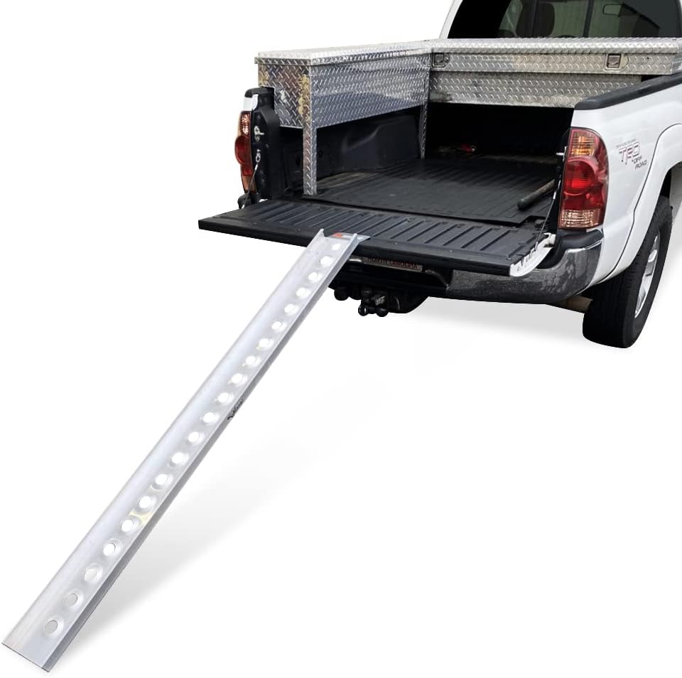 Pit Posse PP290 Motorcycle Loading Ramp Aluminum 6ft for Pickup Trucks 400lbs Load Capacity Portable Dirt Bike Ramp - 5 Year Warranty (76" Long x 6.5" Wide)