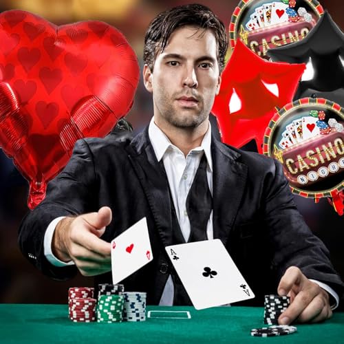 Image of Rozi Decoration Casino Theme Party Decorations Foil Balloons Set of 5 Pcs | Poker Decor | Diwali Decoration Items | Happy Holi Decor | Disco Theme Party Decoration | Casino Night