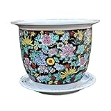 TGBHM Chinoiserie Hand Painted Home Garden Planter Jingdezhen Extra Large Pastel Ceramic Flower Pot Indoor Outdoor Pot (B 39 cm),B-39 cm