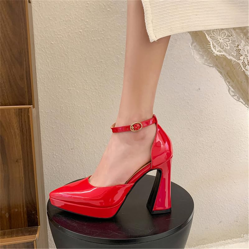 Image of FOREADA Lolita Bow Platform High Heel Women Rockabilly Mary Jane Dress Pump | Boasts soft kawaii retro vintage lolita tea party aesthetic, with block heel ,bow, round toe versatile style for dress wear