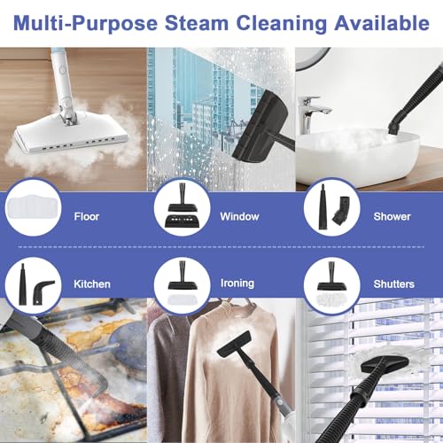 Image of Steam Cleaner, 6 in1 Rotated Steam Mop Cleaner with 2 Modes, 2 Microfiber Pads, 400ML Removable Tank, 23FT Power Cable, Detachable Steam Mops for Floor, Laminate Floor, Tiles Cleaning (Sapphire Blue)