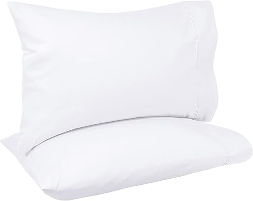 Tienda Basics Fundas de almohada de algodón de 400 hilos estándar juego de 2 color blanco Tienda Basics Fundas de almohada de algodón de 400 hilos estándar juego de 2 color blanco