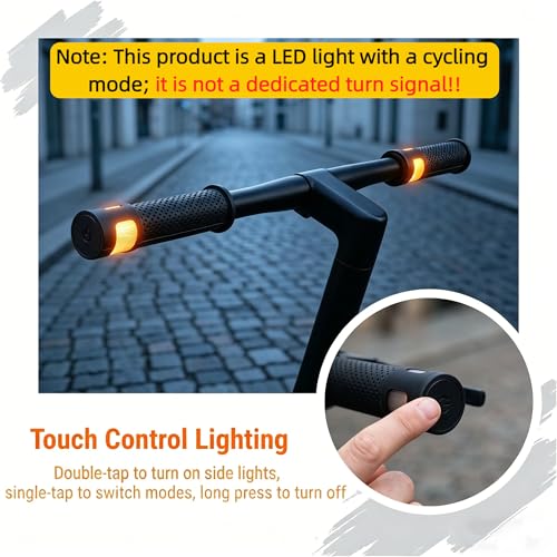 Luz LED manillar 22 mm recargable USB-C para patinete eléctrico y bicicleta con modos multicolor 2