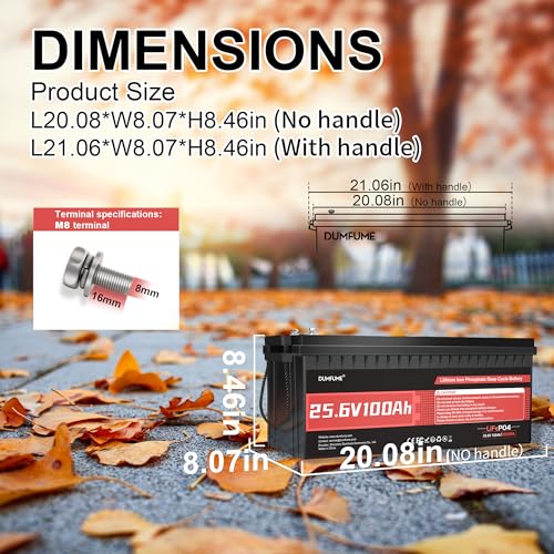 Image of 2 Pack Dumfume 24V 100Ah LiFePO4 Lithium Battery 100A BMS,2560WH Rechargeable Lithium Iron Phosphate Battery Perfect for RV, Solar, Off-Grid, Camping, Home Backup