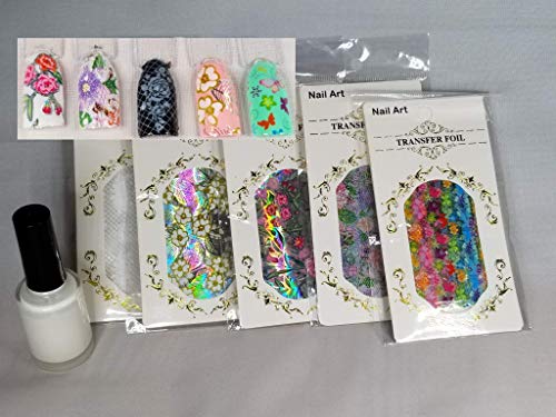 Nail Decals For Woman Foil With Adhesive Transfer Nail Glue