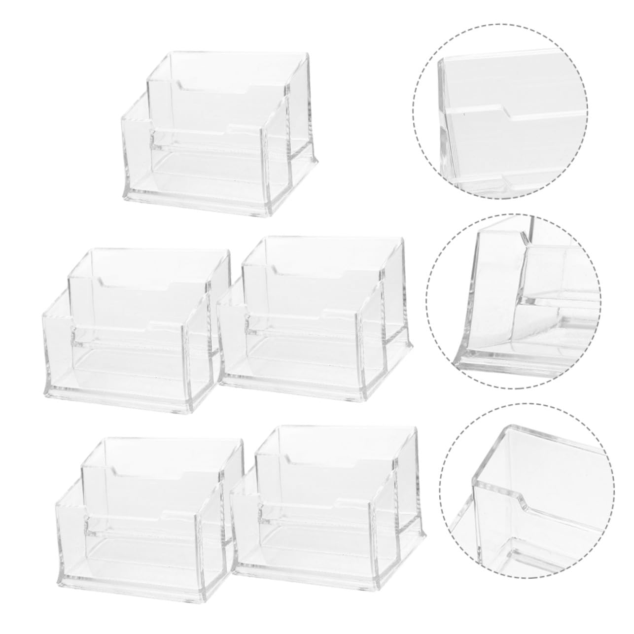 5 pezzi Porta Biglietti da Visita Trasparente in Plastica Organizer da Scrivania con Base Stabile per Ufficio Conferenze e Mostre Supporto Leggero e Portatile per Carte da Visita