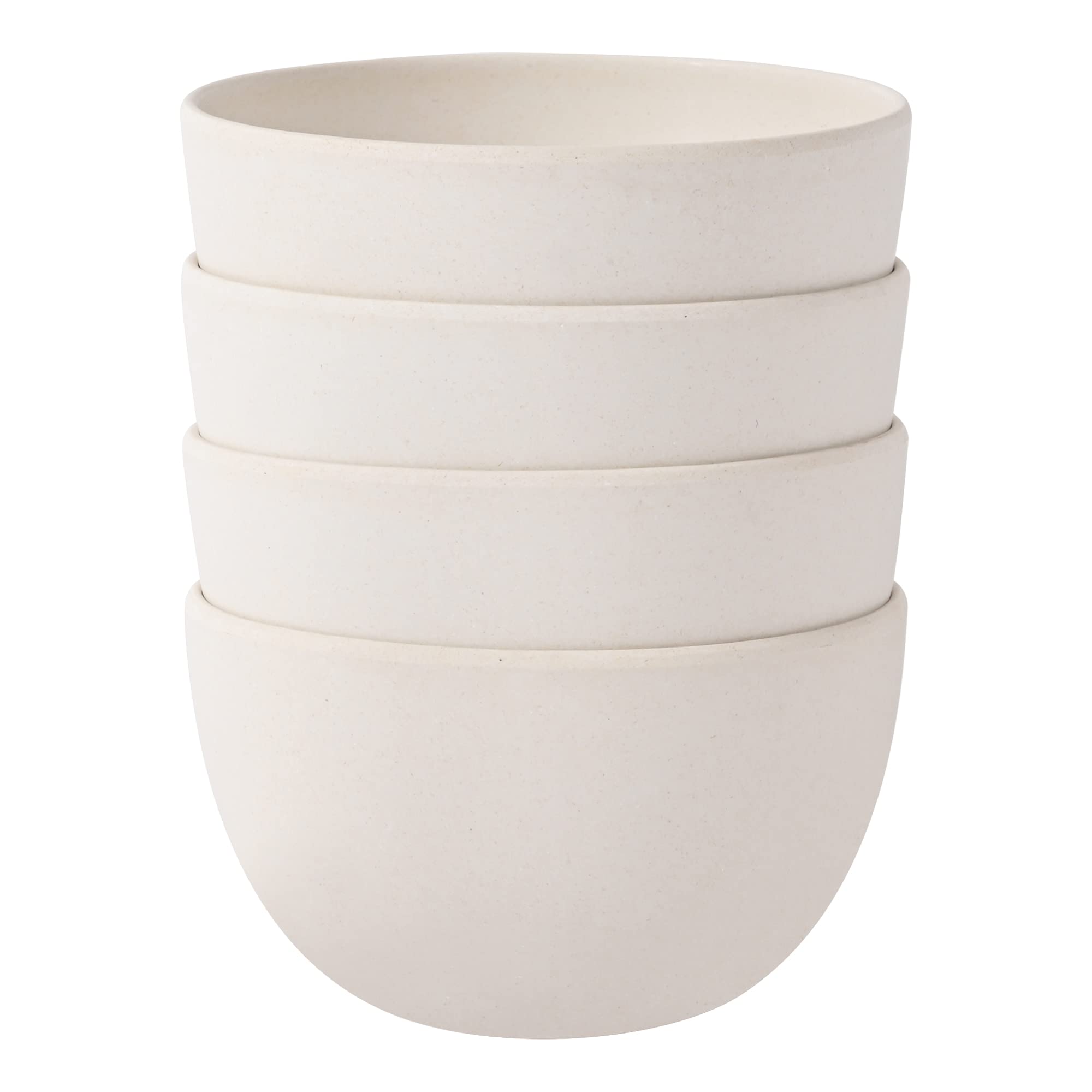 Earthism Eco-Friendly Bamboo Fibre Curry Bowls 10 cm- Pack of 4, Off-White