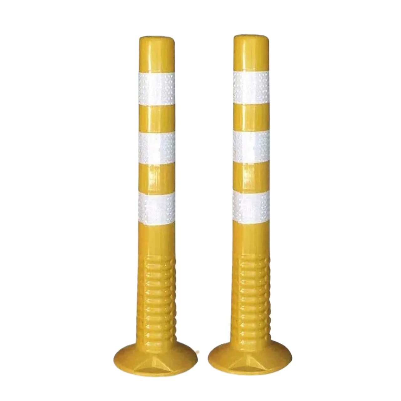 Poteau de délimitation jaune 75 cm et cône de signalisation de route réfléchissant