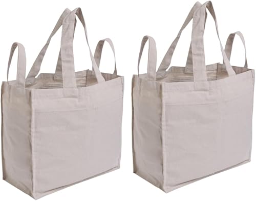 Miniatura 7 de Mayatra's - Bolsas de lona reutilizables con bolsillos reales, largas y resistentes, plegables, lavables (paquete de 1)