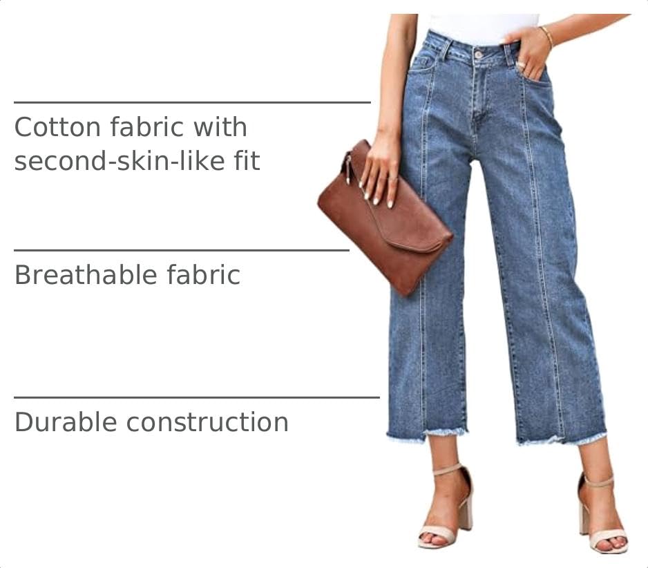 Image of Sidefeel Women's High Waisted Straight Leg Jeans Loose Cropped Denim Pants
