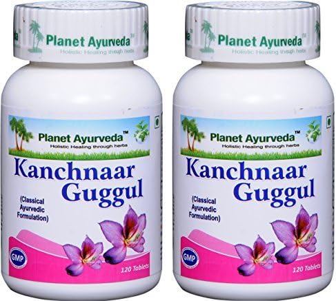 Kanchnaar Guggul - 2 Botellas (Cada 120 Tabletas, 500 mg) - Planet Ayurveda