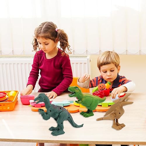 Gawertoy 3 PCS Dinosaur Wind Up Toys for Kids, Assorted Clockwork Animal Toys Jumping Walking Toys Bulk for Dino Theme Birthday Halloween Christmas Party Supplies Favors Gifts Stocking Stuffers (#B)